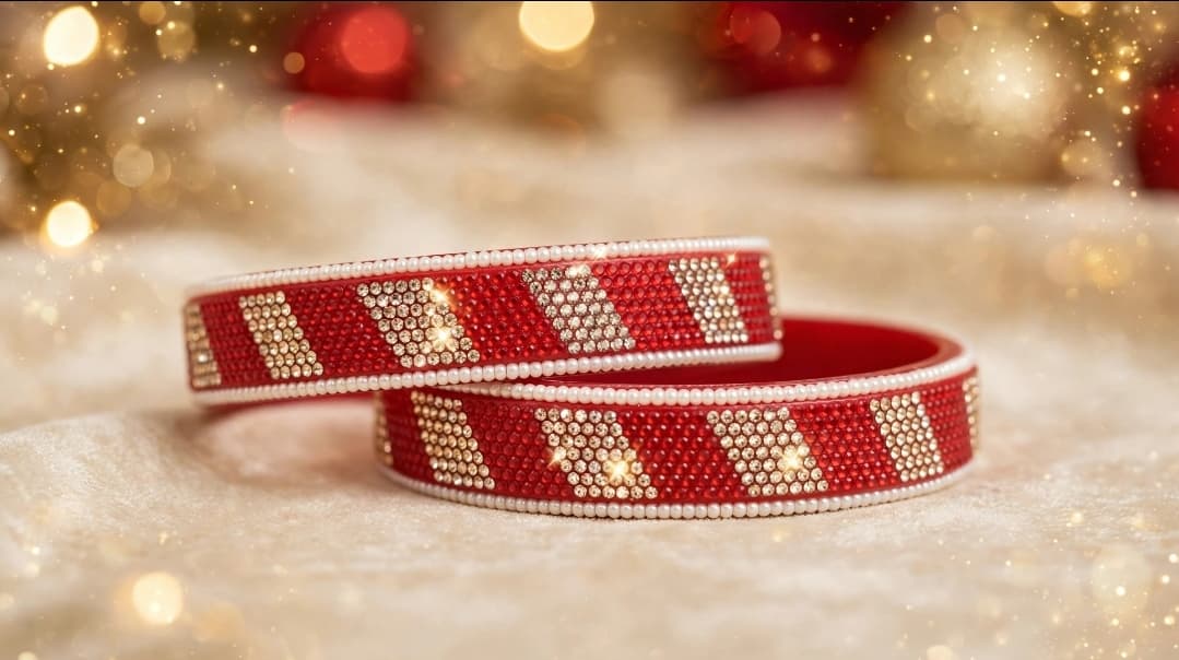 Red Stripe Kada Set of 2