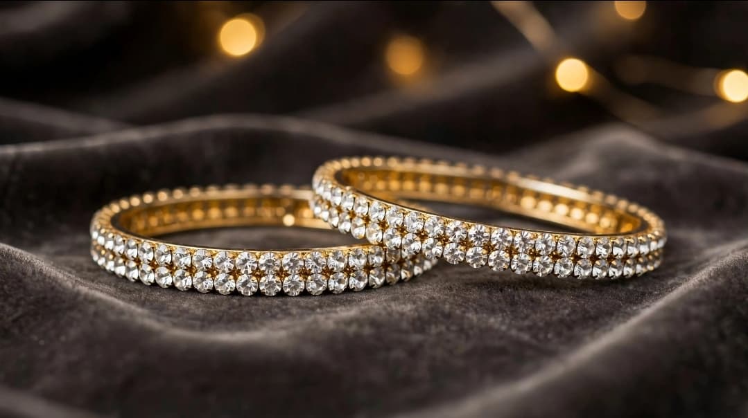 Golden Ad Stone Bangles Set of 4