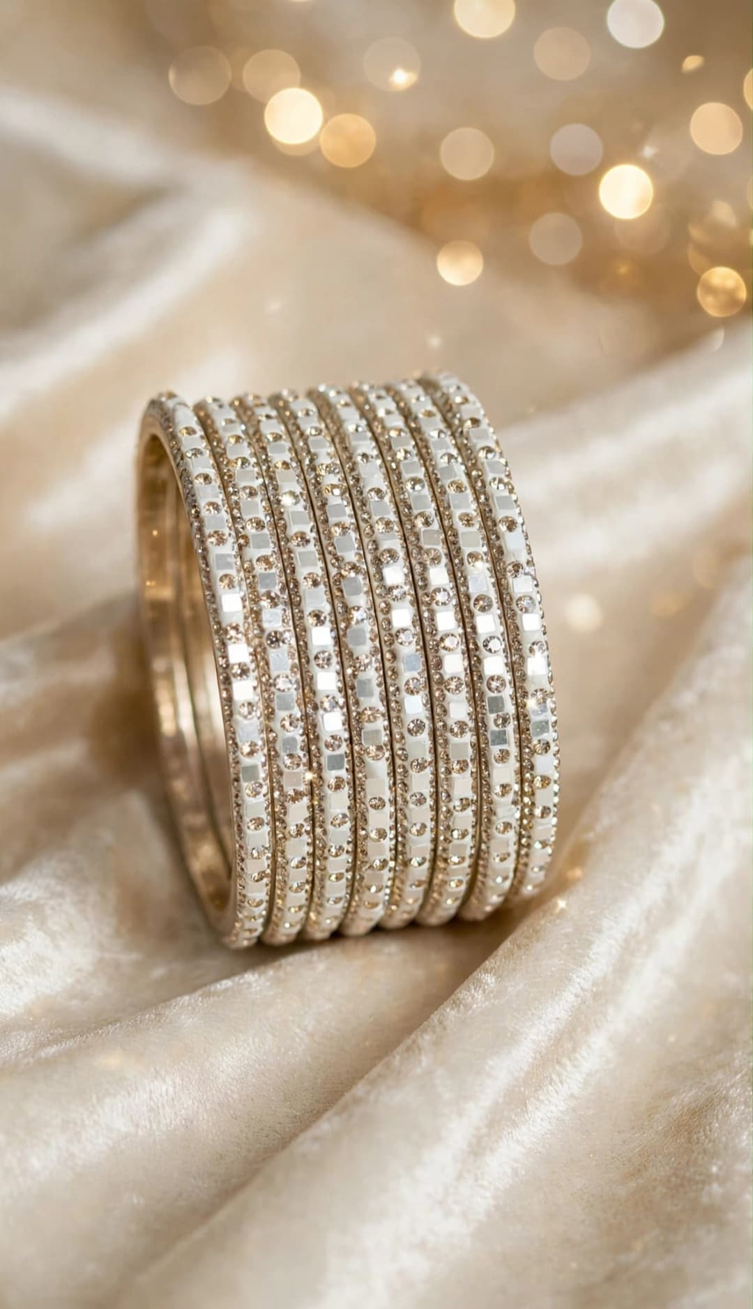 Silver Sparkle Slim Set (8 Bangles)
