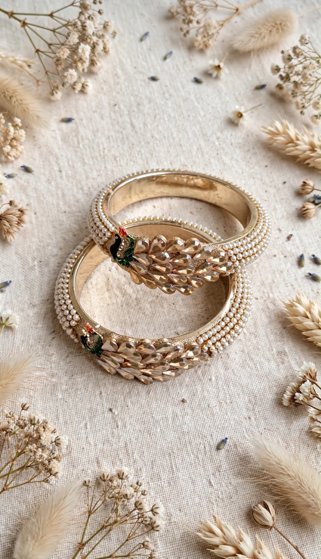 Golden Peacock Kada Set of 2