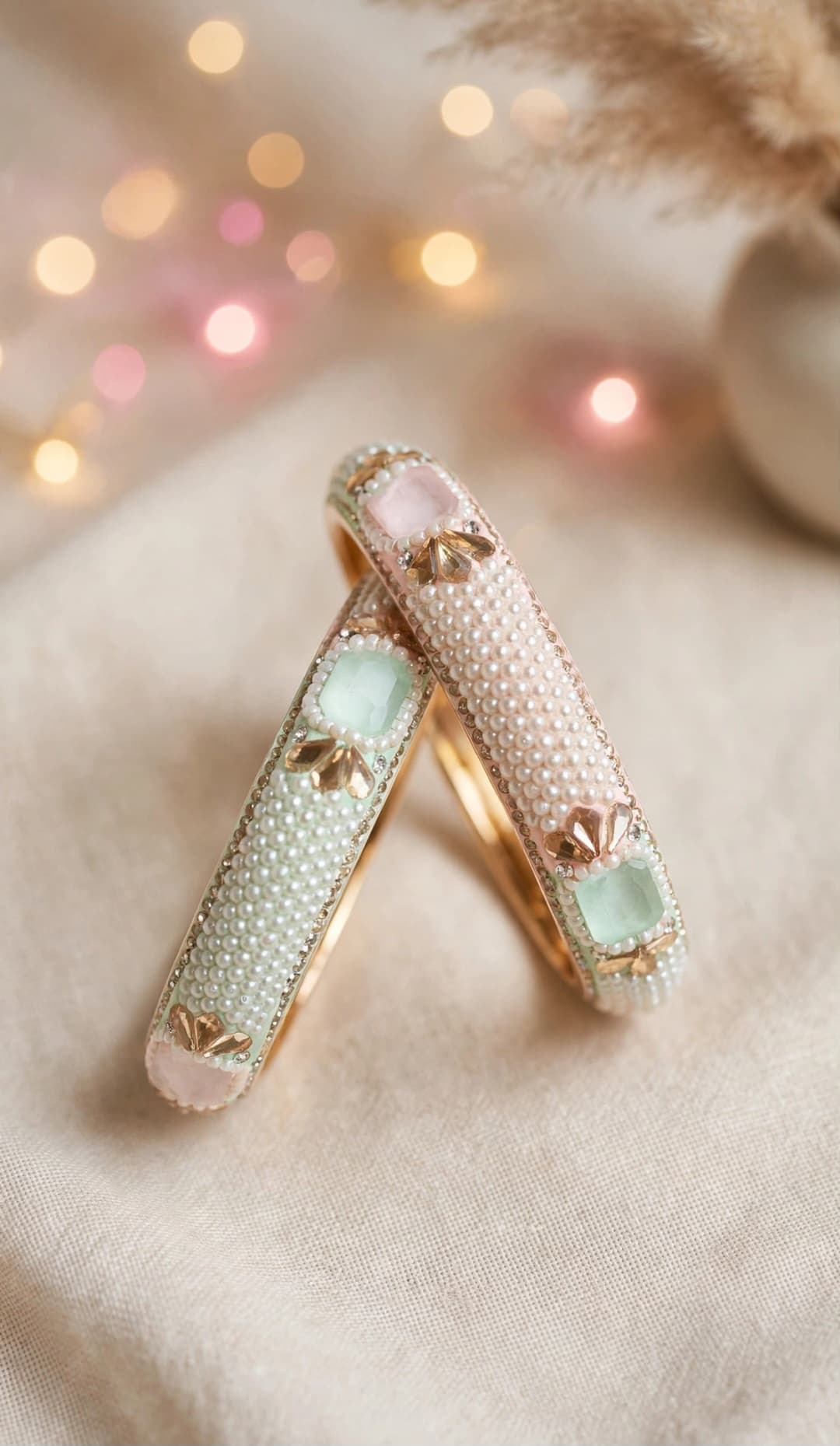 Mint Pearl Border Set of 2