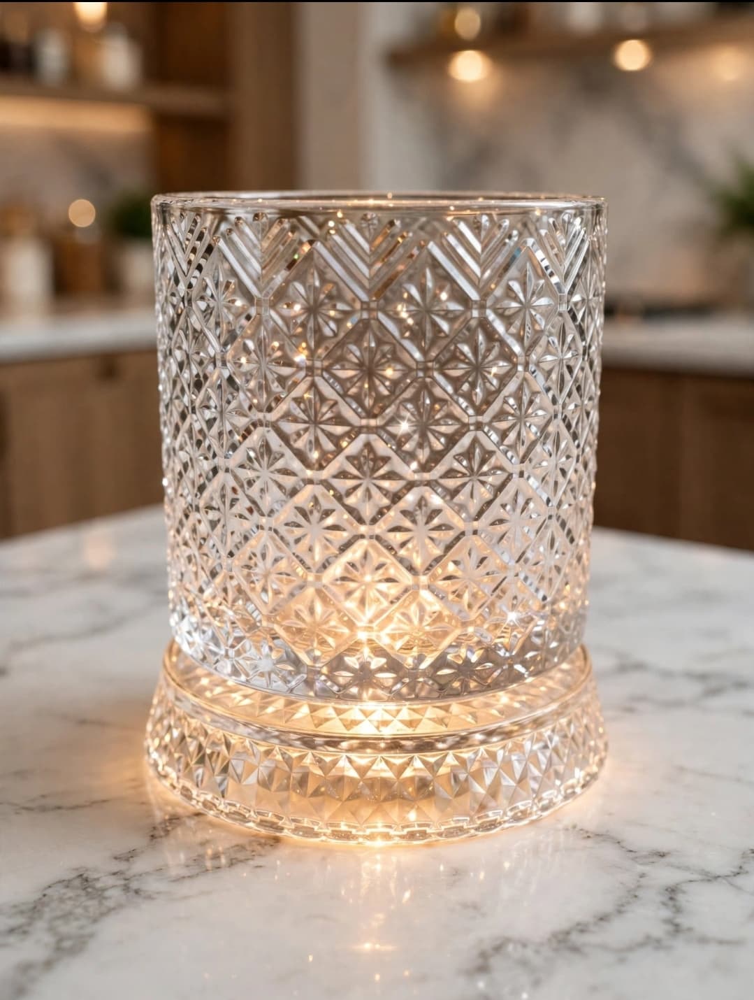 Rotated Diamond-cut LED Glass
